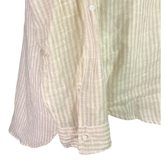 Sundry Evereve Top Women XL Beige White Striped Button Long Sleeve Oversized - Picture 4 of 9